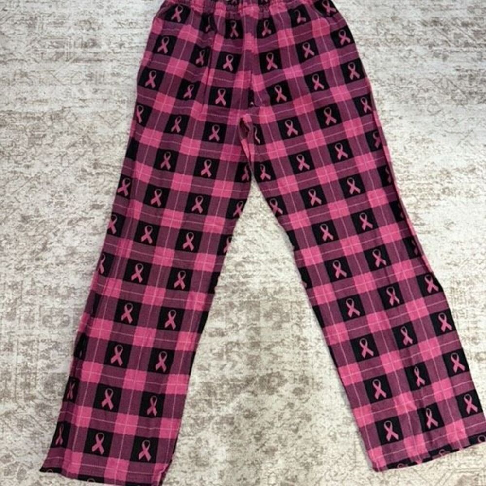 The Breast Cancer Site Women's Straight Leg Cotton Pajama Pants Black Pink Large